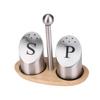 MAGICLULU Salt Stainless Steel Seasoning Jar Modern Design Wooden Base Easy to Use Home Kitchen Accessory view 1
