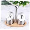 MAGICLULU Salt Stainless Steel Seasoning Jar Modern Design Wooden Base Easy to Use Home Kitchen Accessory view 3