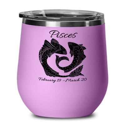 HomeLoft Basics Pisces Wine glass, Zodiac sign 12oz Pisces wine tumbler with lid, Pisces gifts for women, Pisces mug for Mom for Pisces Birthday Mothers Day Christmas, Zodiac sign gifts for women