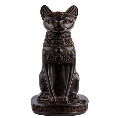 HomeLoft Basics Unique Statue Goddess Bastet cat Large Handcrafted Paint Black with Amazing Details Scarab on her Head and Winged on her Chest & Eye of Horus Made in Egypt, 300731