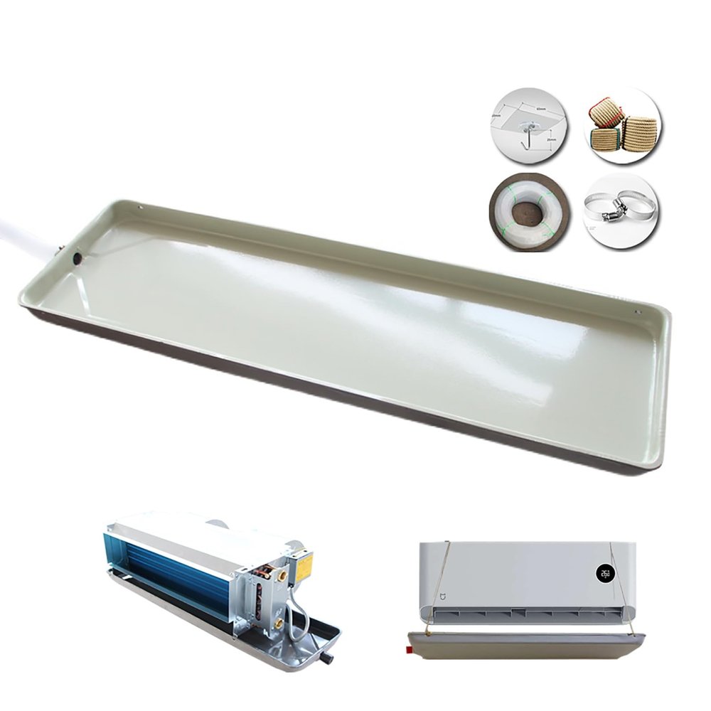 Air Conditioner Drain Pan, Metal Drip Tray, Drip Pan for Central Air Conditioning Fan Coil, Window Air Conditioner Outdoor Unit and Indoor Unit (Size : 153cm/60in)