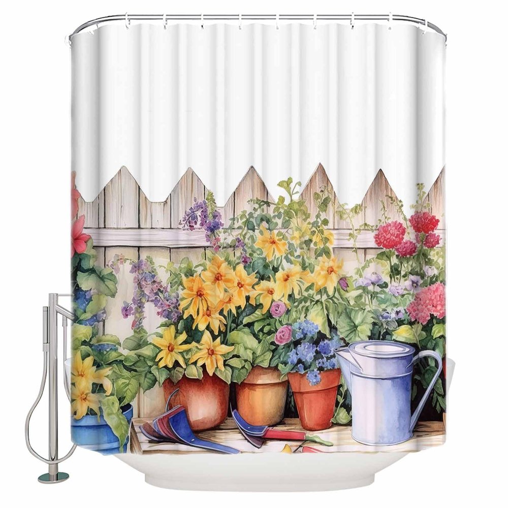 Floral Botanical Shower Curtain Set with Hook 72"x72",Washable Cloth Polyester Fabric Shower+Curtain,Waterproof Bath Curtains for Bathroom Accessories Spring Summer Watercolor Garden Botanical