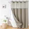 eachope No Hooks Needed Linen Textured Shower Curtain with Snap-in Fabric Liner Set,Hotel Luxury Decor Shower Curtains for Bathroom with Mesh Top Window,Waterproof & Washable,71Wx74H,Khaki/Tan view 1