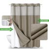 eachope No Hooks Needed Linen Textured Shower Curtain with Snap-in Fabric Liner Set,Hotel Luxury Decor Shower Curtains for Bathroom with Mesh Top Window,Waterproof & Washable,71Wx74H,Khaki/Tan view 2