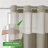 eachope No Hooks Needed Linen Textured Shower Curtain with Snap-in Fabric Liner Set,Hotel Luxury Decor Shower Curtains for Bathroom with Mesh Top Window,Waterproof & Washable,71Wx74H,Khaki/Tan view 3