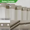 eachope No Hooks Needed Linen Textured Shower Curtain with Snap-in Fabric Liner Set,Hotel Luxury Decor Shower Curtains for Bathroom with Mesh Top Window,Waterproof & Washable,71Wx74H,Khaki/Tan view 4