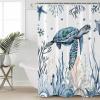 Sea Turtle Shower Curtain Set with Hook 72"x72",Washable Cloth Polyester Fabric Shower+Curtain,Waterproof Bath Curtains for Bathroom,Bathtubs Accessories Blue Ocean Beach Coastal Coral Seaweed Fish view 1