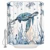 Sea Turtle Shower Curtain Set with Hook 72"x72",Washable Cloth Polyester Fabric Shower+Curtain,Waterproof Bath Curtains for Bathroom,Bathtubs Accessories Blue Ocean Beach Coastal Coral Seaweed Fish view 2