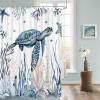 Sea Turtle Shower Curtain Set with Hook 72"x72",Washable Cloth Polyester Fabric Shower+Curtain,Waterproof Bath Curtains for Bathroom,Bathtubs Accessories Blue Ocean Beach Coastal Coral Seaweed Fish view 3