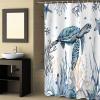 Sea Turtle Shower Curtain Set with Hook 72"x72",Washable Cloth Polyester Fabric Shower+Curtain,Waterproof Bath Curtains for Bathroom,Bathtubs Accessories Blue Ocean Beach Coastal Coral Seaweed Fish view 4
