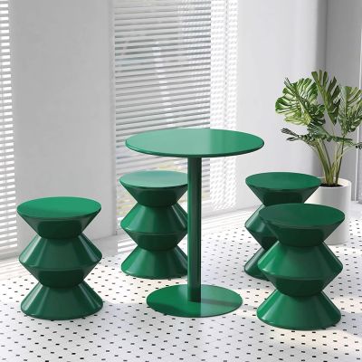 Antourlamm Round Cocktail Bar Table with Metal Base - Small Bistro Dining Table, Green Nightstand Coffee End Table for Living Room, Bedroom, Small Spaces, Modern Home Decor (Size : 40x50cm)