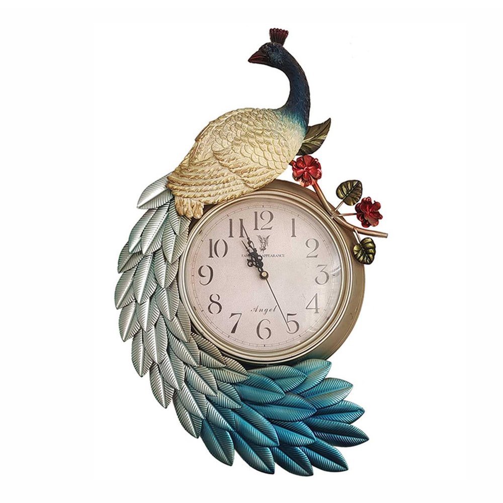 KMHHAG Wall Clock Peacock Chinese Style Silent Quartz Watch Art Livingroom Bedroom Kitchen Home Decoration