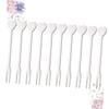 MAGICLULU 10pcs Stainless Fruit Forks Creative Cake Forks for Parties Weddings Home Banquets Stylish Dessert Utensils for Appetizers Fruit Picks Silver Party Supplies view 4