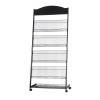 SRHIMEOS Floor-Standing Wire Magazine Rack 25x14x57inch, 4-Layer Brochure Display Stand, Metal Literature Stand with Wheels, Newspaper Rack for Exhibition Office, Easy to Move view 1