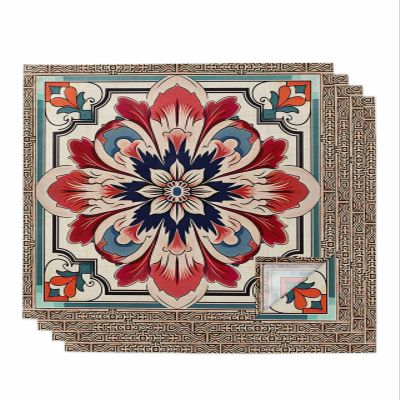 Abstract Flower Cloth Napkins Set of 4,Washable Dinner Napkins Reusable Table Napkins for Home Party Weeding Dining Table Setting Decoration,Oversized Geometric Boho Traditional Oriental Tribal