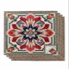 Abstract Flower Cloth Napkins Set of 4,Washable Dinner Napkins Reusable Table Napkins for Home Party Weeding Dining Table Setting Decoration,Oversized Geometric Boho Traditional Oriental Tribal view 1