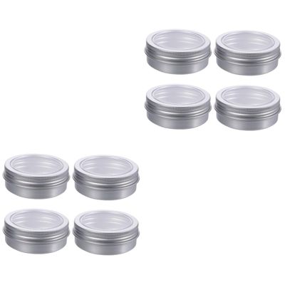 Lurrose 24pcs Round Aluminum Jars for Makeup Cream Storage Window Tin Containers for Crafts Candles and Travel Organizers
