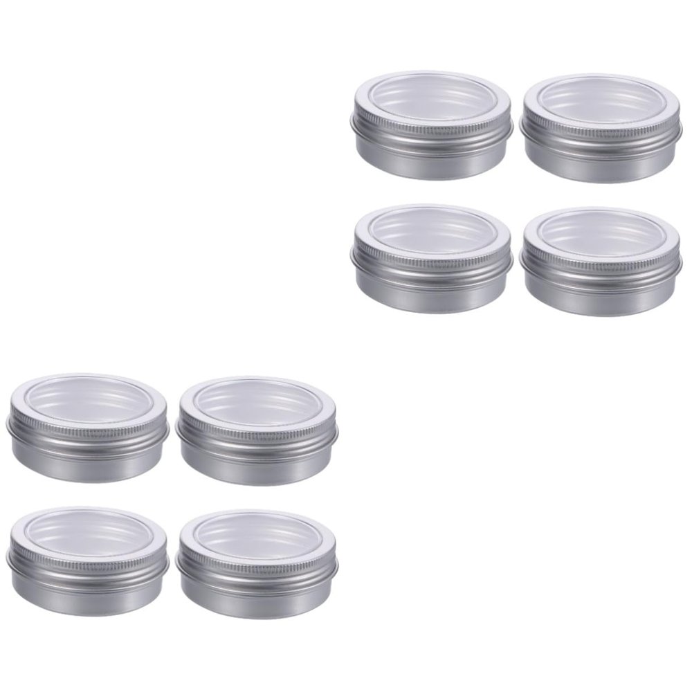 Lurrose 24pcs Round Aluminum Jars for Makeup Cream Storage Window Tin Containers for Crafts Candles and Travel Organizers