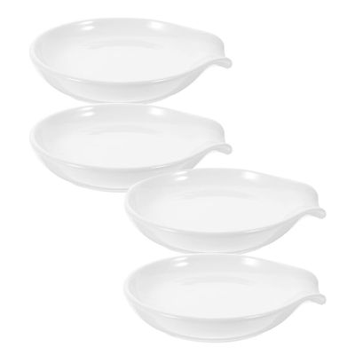 Luxshiny 4pcs Ceramic Spoon Rest Compact Utensil Holder for Kitchen Countertops Smooth Design for Daily Use for Dipping and Side Dishes Keeps Your Cooking Area Clean