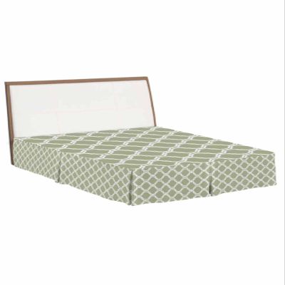 RisQiten Sage Green Geometric Bed Skirt Queen Size 16 Inch Drop Bed Frame Cover, Morocco Modern Contemporary Abstract Sheet & Wrap Around Bed Skirts Box Spring Cover Dust Ruffle for Queen Bed