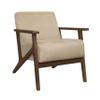 Benzara Rica 32 Inch Accent Armchair- Soft Beige Velvet- Walnut Brown Solid Wood view 1
