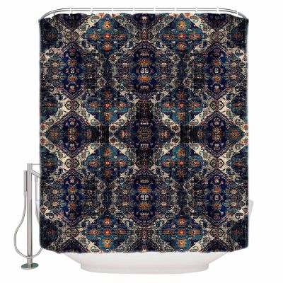 Modern Black Shower Curtain Set with Hook 48"x72",Washable Cloth Polyester Fabric Shower+Curtain,Waterproof Bath Curtains for Bathroom,Bathtubs Decor Accessories Abstract Rustic Chic Geometric Bohemia