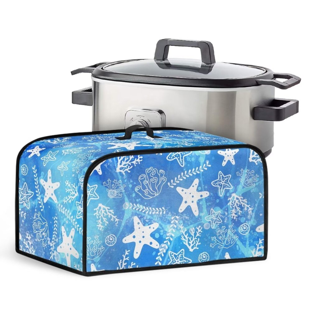 Pzuqiu Blue Starfish Slow Cooker Cover Universal Fit Slow Cooker Protective Cover Keep Appliance Clean Crock Pot Cover with Mesh Pocket for Accessories