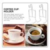 Unomor Tea Cup Saucer Display Stand Metal Mug Holder Coffee Cup Rack Organizer for Kitchen Home Office Decor 6.3X2.56X2.36 Inches view 4