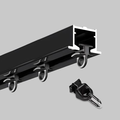 HDYZJQ Aluminium Hidden Curtain Rails, Square Recessed Track, Ceiling Mounted Curtain Track Kit, Ceiling Fix Aluminium Curtain Hanging Track, Complete Kit(Black,9m/29.5ft)