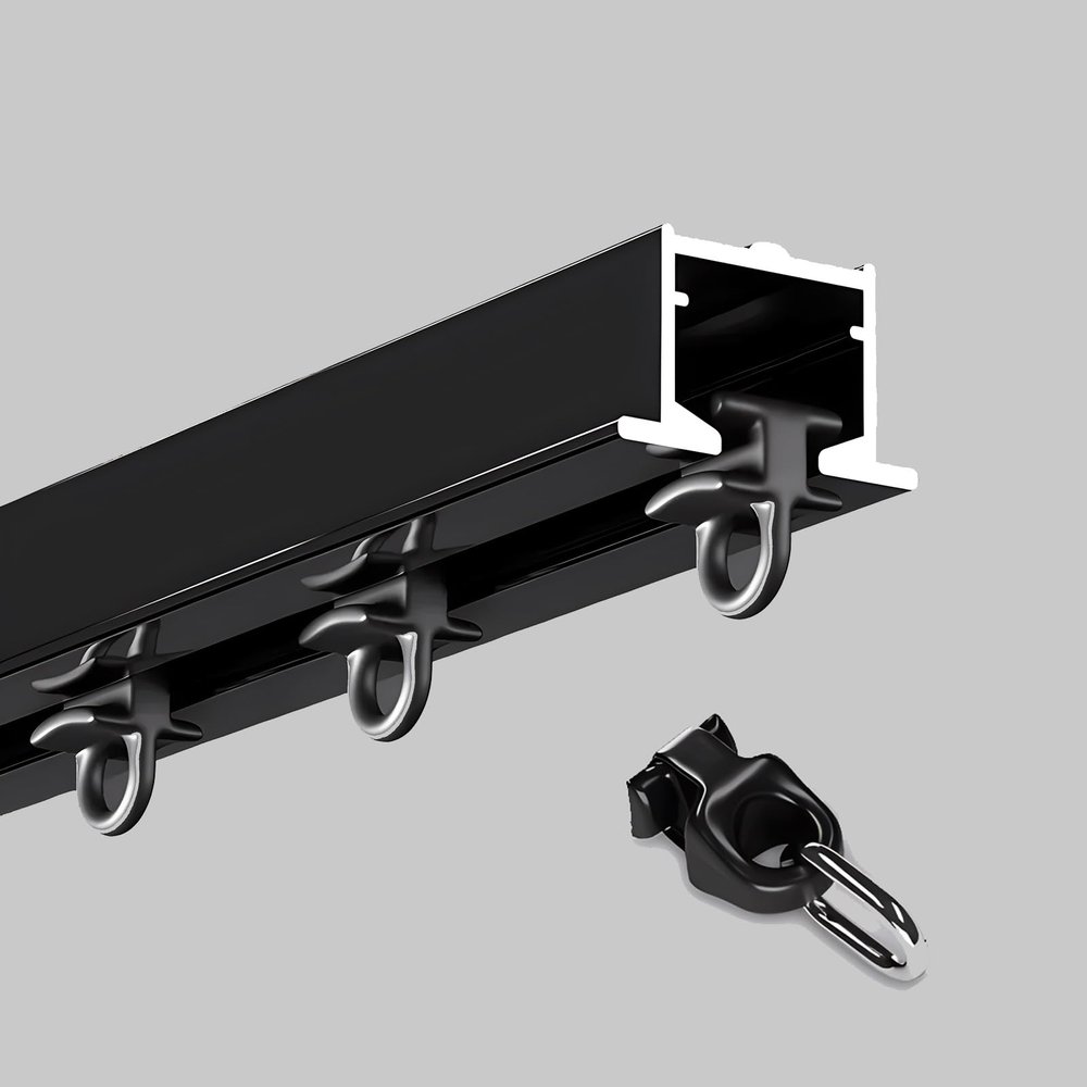 HDYZJQ Aluminium Hidden Curtain Rails, Square Recessed Track, Ceiling Mounted Curtain Track Kit, Ceiling Fix Aluminium Curtain Hanging Track, Complete Kit(Black,9m/29.5ft)