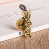 Brass Zodiac Rabbit Key Chain Pendant with Five Emperor Coins, Motorcycle Keychain Bag Pendant, Set of 2 view 3