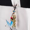 Brass Zodiac Rabbit Key Chain Pendant with Five Emperor Coins, Motorcycle Keychain Bag Pendant, Set of 2 view 4