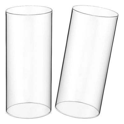 Luxshiny 2pcs Clear Glass Candle Holder Cylinder Windproof Candle Cover for Uninterrupted Burning Elegant Decorative Shade for Home Weddings and Special Occasions