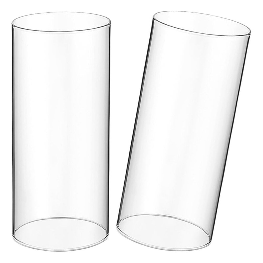Luxshiny 2pcs Clear Glass Candle Holder Cylinder Windproof Candle Cover for Uninterrupted Burning Elegant Decorative Shade for Home Weddings and Special Occasions