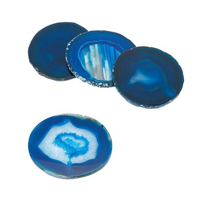 DICOSMETIC 4Pcs Natural Agate Coasters Stone Coasters Drinkware Bar Coaster Stone Cup Mat for Table Protection Home Decor Housewarming Gift