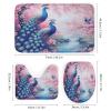 Brebasf Watercolor Japanese Cherry Blossom Peacock 4 Pcs Waterproof Shower Curtains Set,Modern Oil Painting Florals Waterfall Bird Shower Curtains with Shower Rugs Mat Toilet Cover-72 W X 72" L view 3