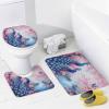 Brebasf Watercolor Japanese Cherry Blossom Peacock 4 Pcs Waterproof Shower Curtains Set,Modern Oil Painting Florals Waterfall Bird Shower Curtains with Shower Rugs Mat Toilet Cover-72 W X 72" L view 4