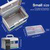 GODLONSEN Medicine Lock Box for Safe Medication - 10 x 6 x 6.7 Inches - Lockable Storage Box for Drugs, First Aid Kit Empty, Lock Boxes with Key for Home/Outdoor (Blue/Small) view 2