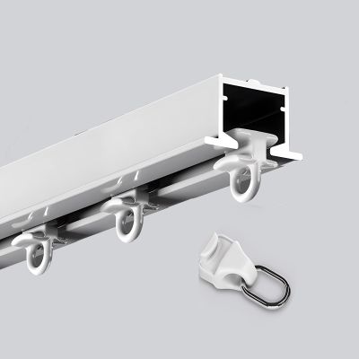 HDYZJQ Aluminium Hidden Curtain Rails, Square Recessed Track, Ceiling Mounted Curtain Track Kit, Ceiling Fix Aluminium Curtain Hanging Track, Complete Kit(White,5m/16.4ft)