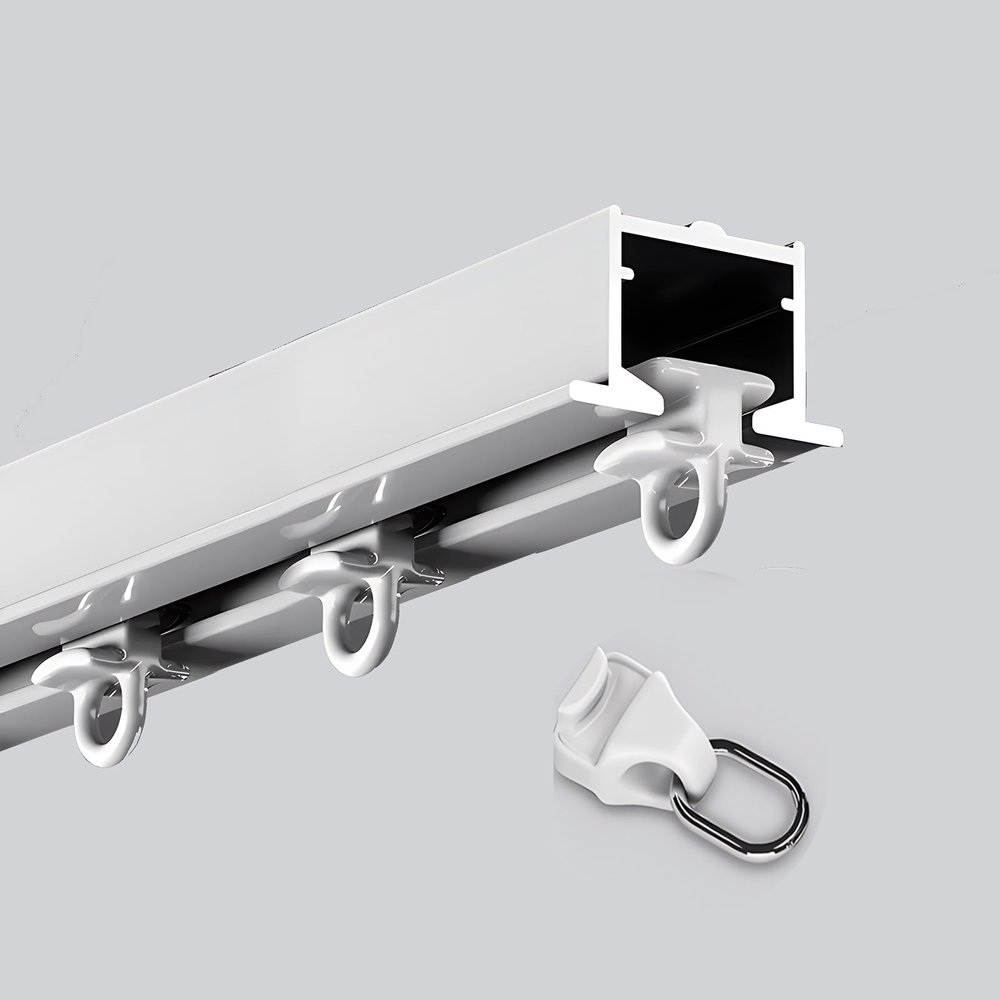 HDYZJQ Aluminium Hidden Curtain Rails, Square Recessed Track, Ceiling Mounted Curtain Track Kit, Ceiling Fix Aluminium Curtain Hanging Track, Complete Kit(White,5m/16.4ft)