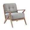 Benzara Edra 33 Inch Accent Armchair- Wood Frame- Light Gray Polyester Cushions view 1