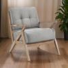 Benzara Edra 33 Inch Accent Armchair- Wood Frame- Light Gray Polyester Cushions view 2