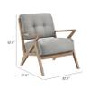 Benzara Edra 33 Inch Accent Armchair- Wood Frame- Light Gray Polyester Cushions view 3