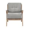 Benzara Edra 33 Inch Accent Armchair- Wood Frame- Light Gray Polyester Cushions view 4