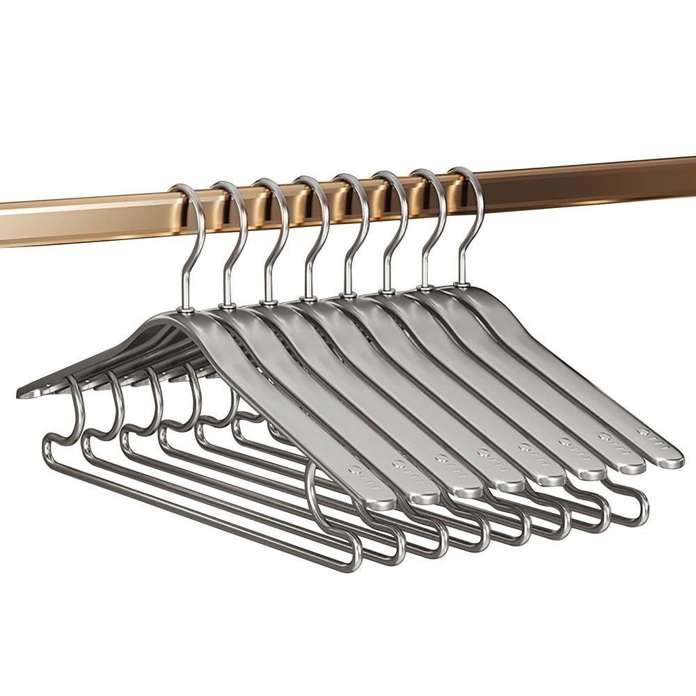 HomeLoft Basics Premium Aluminum Alloy Gold Hangers 20 Pack, Non Slip Wide Shoulder Space Saving Coat Hangers for Sweaters, Coat, Jackets, Pants, Shirts, Dresses (Color : Gray)