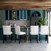 JESONVID Set of 4 Counter Height Bar Stools with Nailhead Trim, 20.1" H Solid Wood Counter Stools Barstools Chairs with Upholstered Back for Bar Kitchen Restaurant, Ivory view 1