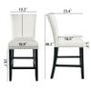 JESONVID Set of 4 Counter Height Bar Stools with Nailhead Trim, 20.1" H Solid Wood Counter Stools Barstools Chairs with Upholstered Back for Bar Kitchen Restaurant, Ivory view 3