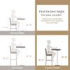 JESONVID Set of 4 Counter Height Bar Stools with Nailhead Trim, 20.1" H Solid Wood Counter Stools Barstools Chairs with Upholstered Back for Bar Kitchen Restaurant, Ivory view 4