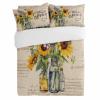 3 Piece Bed Set Spring Sunflower Bottle Retro Linen,Ultra Soft Breathable Duvet Cover and Pillow Shams,Lavender Letter Postmark Back Bedding Sets for Bedroom Hotel Dormitory Guest Room Decor Cal King view 2