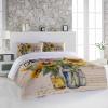 3 Piece Bed Set Spring Sunflower Bottle Retro Linen,Ultra Soft Breathable Duvet Cover and Pillow Shams,Lavender Letter Postmark Back Bedding Sets for Bedroom Hotel Dormitory Guest Room Decor Cal King view 3